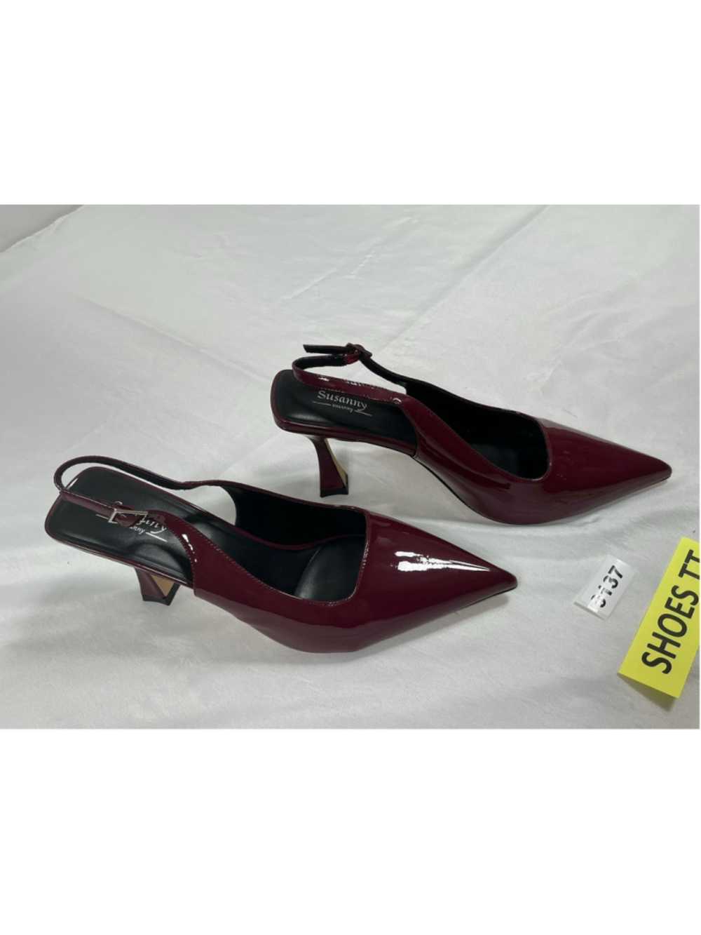 Womans Excellent Susanny Slingback Pumps Size 12 Burgandy Pointed Toe